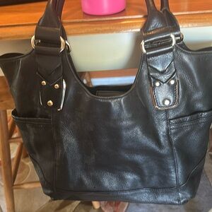 B. Makowsky Black and Tan Men's Briefcase